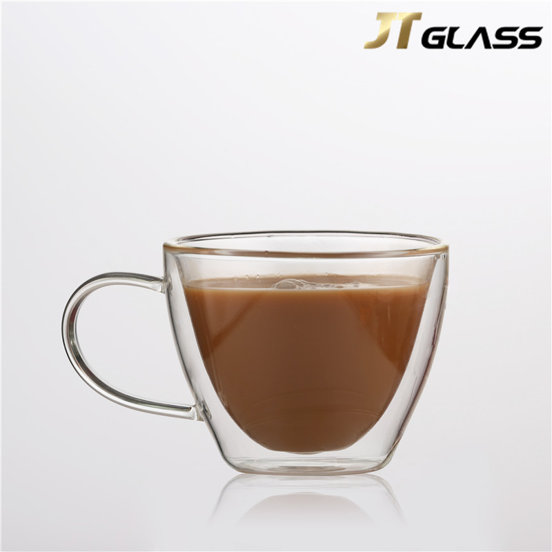Clear Drinking Borosilicate Glass Tea Cup With Handle 