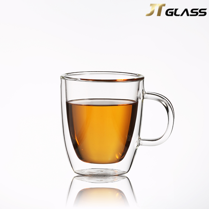 Double Wall Insulated Borosilicate Glass Mugs Modern Espresso Cups with Handle