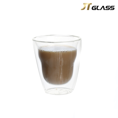 Creative handmade mini high borosilicate 250ml double wall glass tea cup 