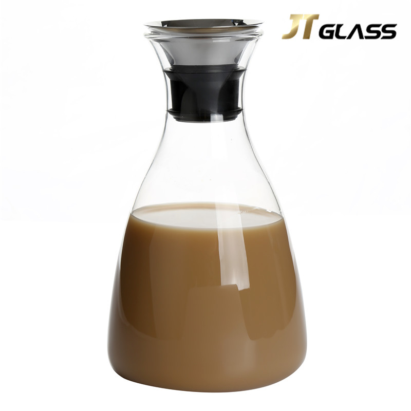 Quality Durable Heat Resistant Glass Ice Water Jug with Stainless Steel Filter Glass Pitcher 
