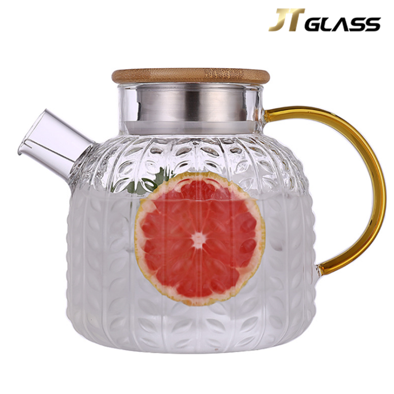 Heat Resistant Beautifully Designed Borosilicate Teapot With Stainless Steel Bamboo Cover 
