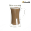 High Quality Handmade Double Wall Glass Cup Drinking Glass With Handle 