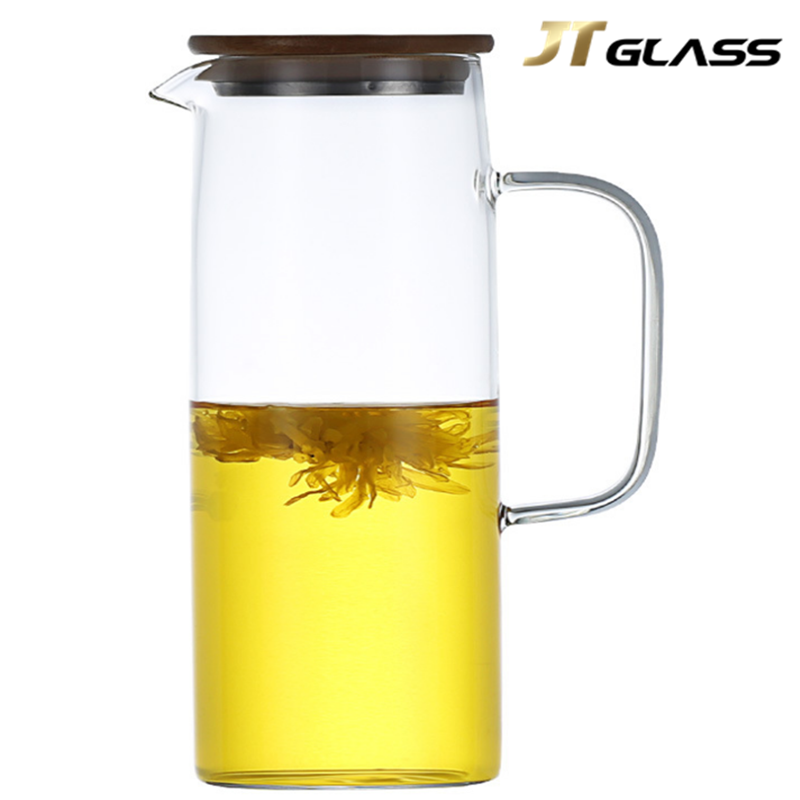 wholesale custom borosilicate glass cold water pitcher with glass lid