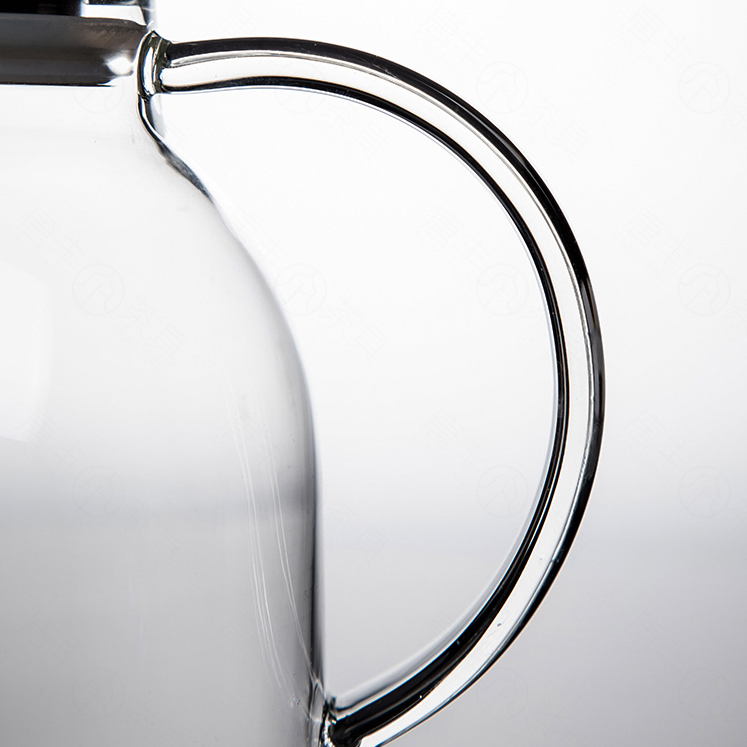 Summer handmade 1800 ml heat resistant borosilicate glass teapots with bamboo lid and spring