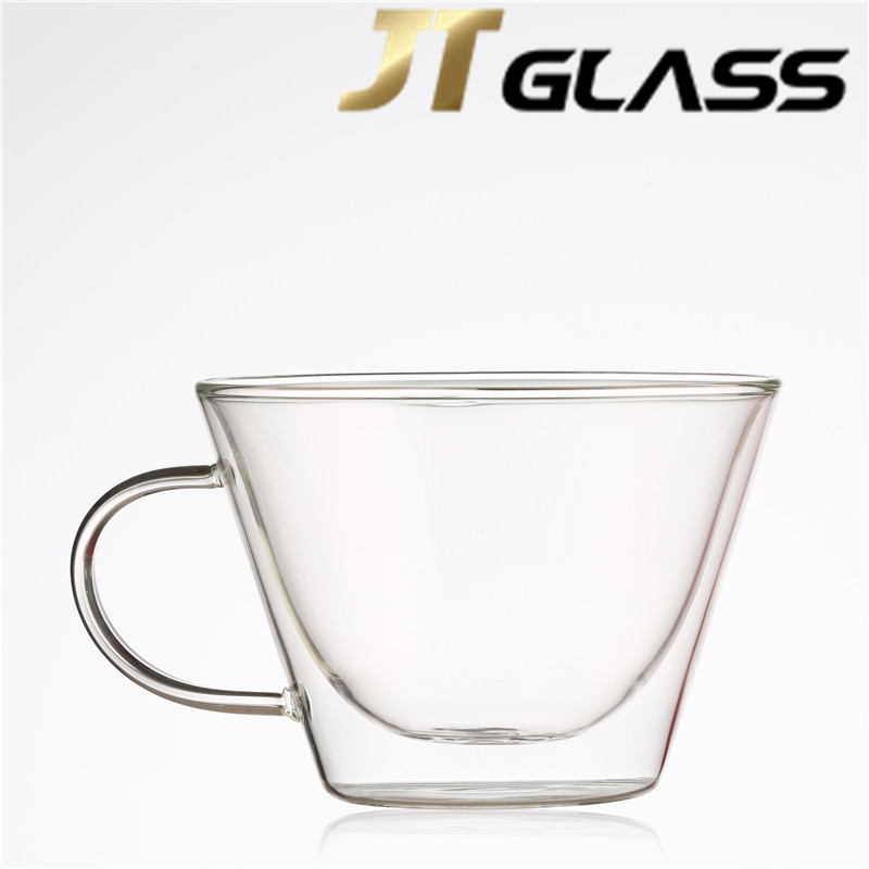Dishwasher & Microwave Safe Double Wall Borosilicate Glass Cups Coffee Mug with Handle 