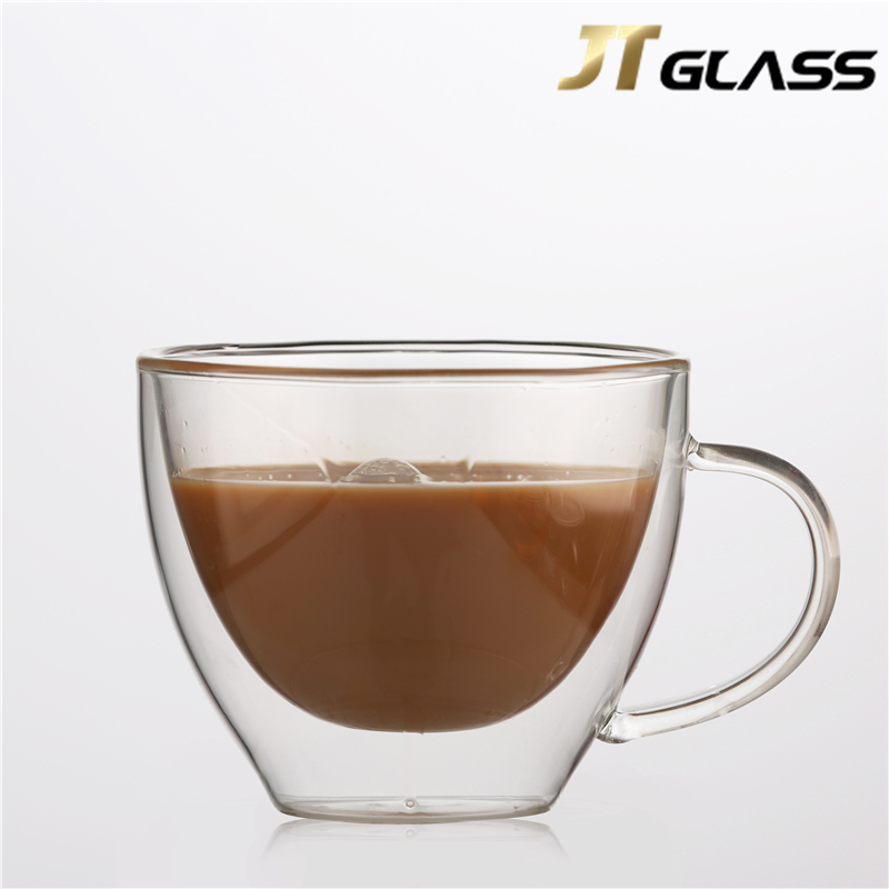 Handmade Clear Pyrex Glass Coffee Cup with Handle 