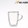 Double Walled Heatproof Clear Big Glass Tea Cup With Handle 