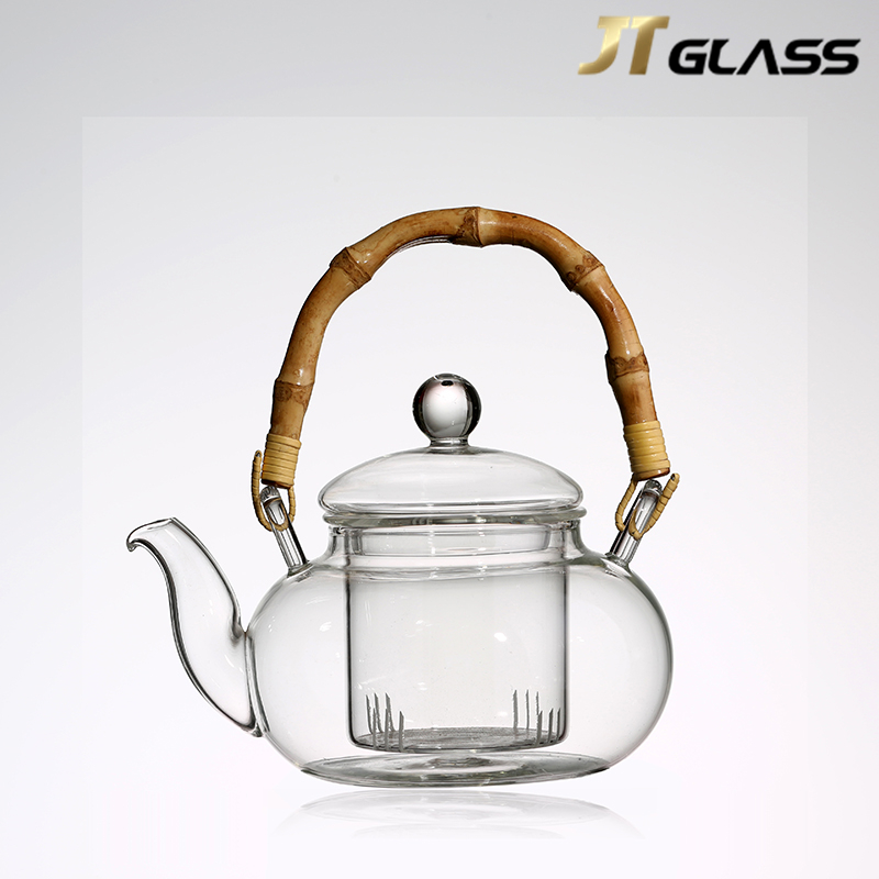 New design teapot wholesale borosilicate heat resistant glass teapot with stainless steel strainer 
