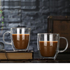 Eco-friendly Double Wall Glass Tumbler Custom Logo Tea Mug Coffee Glass Cups