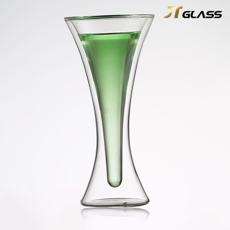 Hand-made double heat-resistant transparent champagne glass coffee cup