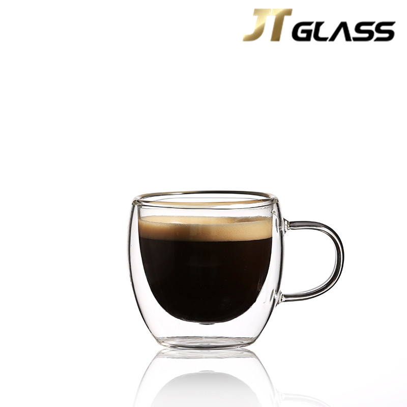 Wholesale China Factory Handmade Clear Heat-Resisting Double Wall Glass Coffee Cup 
