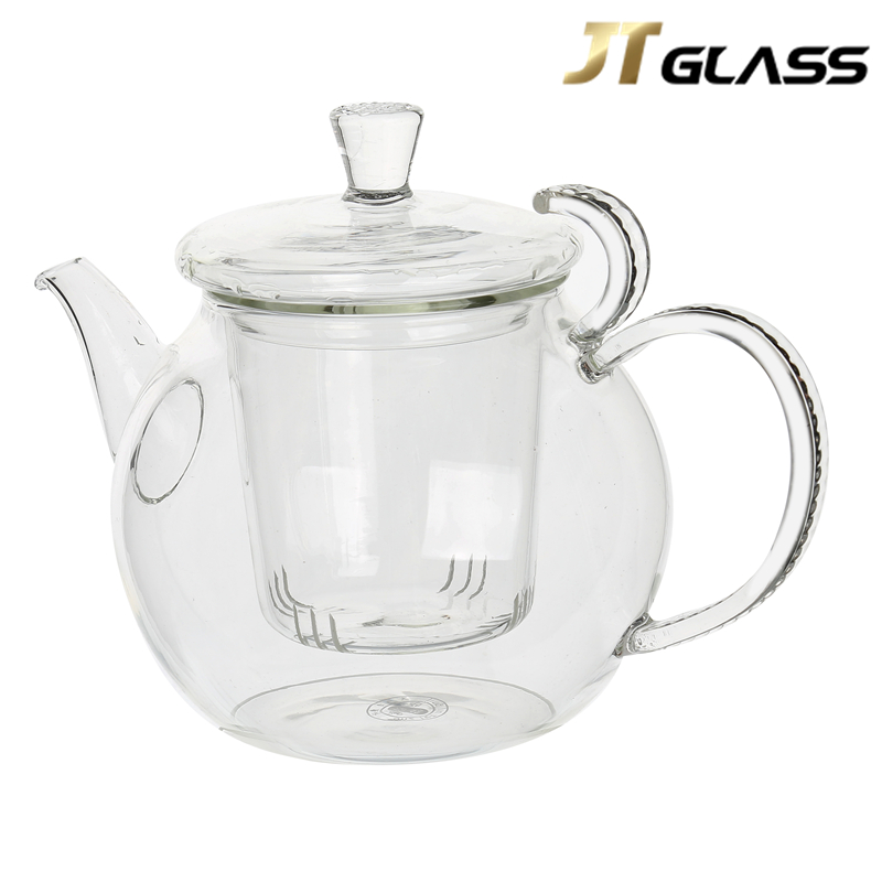 Tableware Handblown 800ml Transparent Borosilicate Glass Teapot With Infuser