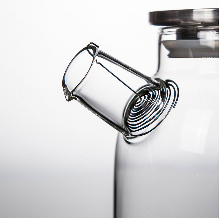 Summer handmade 1800 ml heat resistant borosilicate glass teapots with bamboo lid and spring