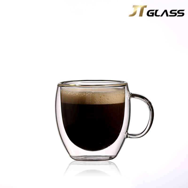 Wholesale Luxury Heat Resist Double Wall Glass Tea Coffee Drinking Glass Cups with Handle 