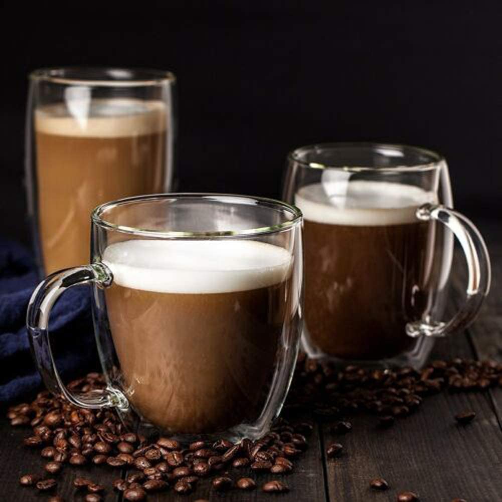Wholesale Double Walled Glass Coffee Cups, 15 Ounce Sicilia Collection