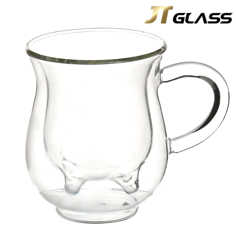 China Supplier The upscale Creative Double Glass Cup Breakfast Milk Mug 