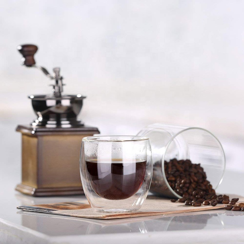 borosilicate glass 80ml handleless double wall espresso glass coffee cup