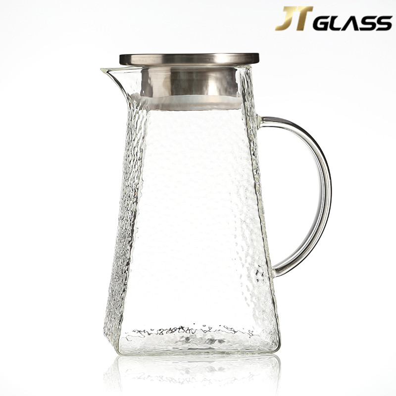 Glass Pitcher With Lid And Spout - Handmade Water Carafe Great for Hot/Cold Water, Ice Tea And Juice Beverage